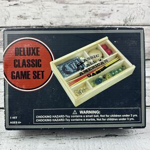 Deluxe Classic Game Set Dominoes Jacks Marbles Pick Up‎ Sticks Yo Yo Cards New